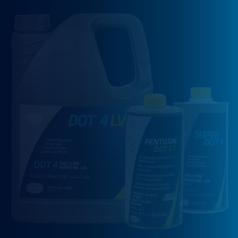 Pentosin Brake Fluid bottle and cans