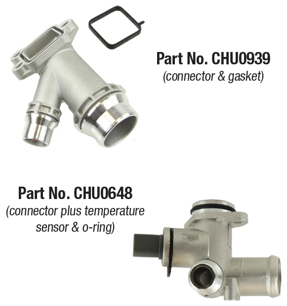 HEU0115 – CRP Automotive Image of Rein upgraded coolant hose connectors.