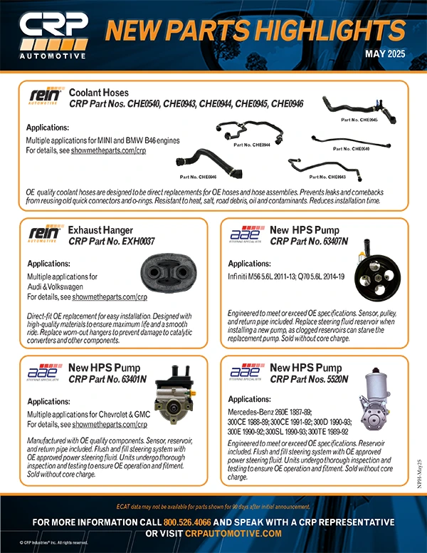 New parts document from May 2025