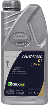 1 liter bottle of Pentospeed Dexos1 Gen3 0W-20 motor oil