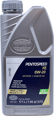 1 liter bottle of Pentospeed FE 0W-20 motor oil